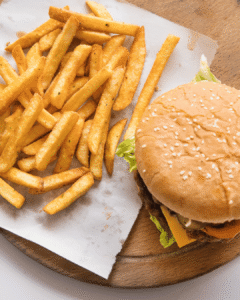 best cafe blog photo. burger and fries